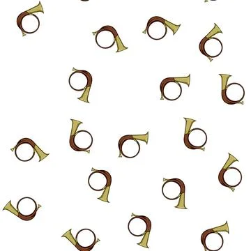 Pattern music post horn cartoon vector Stock Illustration