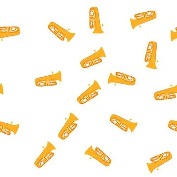 Pattern music tuba cartoon vector Stock Illustration