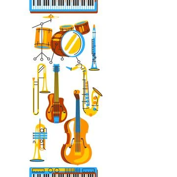 Pattern with musical instruments. Jazz, blues and classical music. 스톡 일러스트