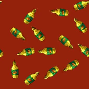 Pattern mustard bottle sketch hand drawn Stock Illustration