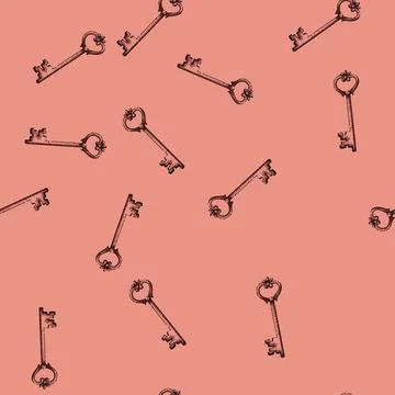 Pattern mystery skeleton key sketch hand drawn イラスト素材