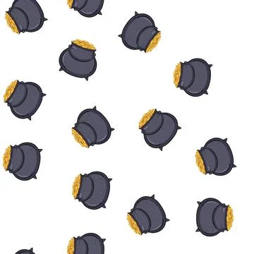 Pattern myth leprechaun gold pot cartoon vector Stock Illustration