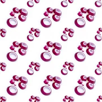 Pattern, natural purple bow, onion rings, isolated on white background, textu Stock Illustration