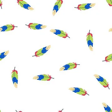 Pattern nature feather exotic bird cartoon vector Stock-Illustration