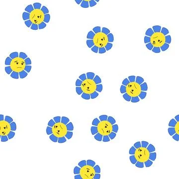 Pattern nature flower face cartoon vector Stock Illustration