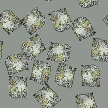 Pattern navigation old map sketch hand drawn 库存插图