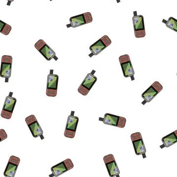 Pattern navigator gandheld gps cartoon vector Illustrazione stock