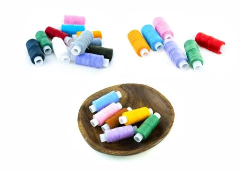 Pattern needlework, a set of threads of bright and dark skeins for embroidery Stock Photos