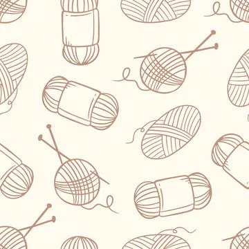 Pattern needlework sewing knitting brown doodle on beige background Vector il Stock Illustration