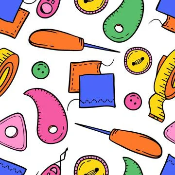 Pattern needlework sewing knitting multicolored doodle Hand made Vector illus Stock Illustration