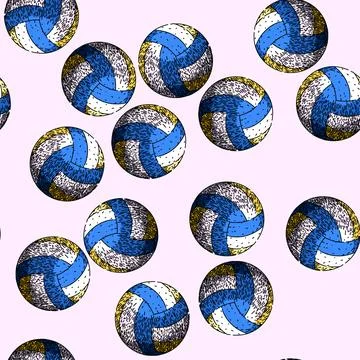 Pattern net volleyball ball sketch hand drawn Illustrazione stock