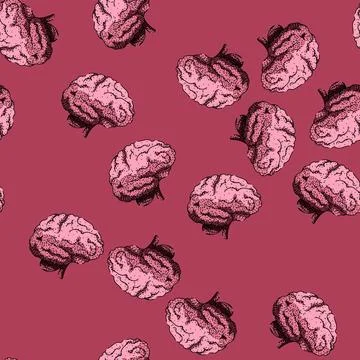 Pattern neurons brain sketch hand drawn Stock Illustration