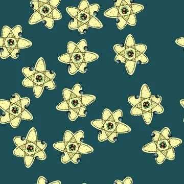 Pattern neutron molecule atom sketch hand drawn Illustrazione stock
