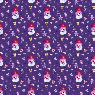 Pattern new year 2021. seamless pattern with Santa Claus, and Christmas drawings Stock Illustration