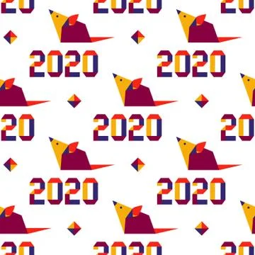 Pattern New year Rat symbol 2020 Chinese origami Illustrazione stock