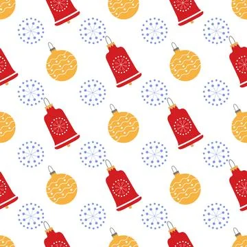 Pattern of New Year's bell and ball Stock Illustration