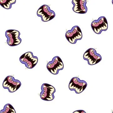 Pattern nightmare horror mouth cartoon vector Stock Illustration