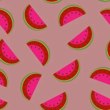 A pattern with no background, showing slices of watermelon Stock Illustration