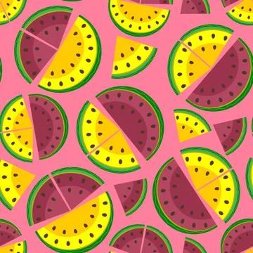 A pattern with no background, showing slices of watermelon Stock Illustration