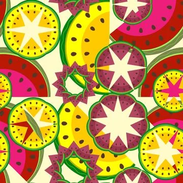 A pattern with no background, showing slices of watermelon Stock Illustration