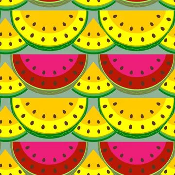 A pattern with no background, showing slices of watermelon Stock Illustration