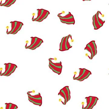 Pattern noel elf santa hat cartoon vector Stock Illustration