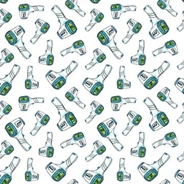 Pattern with non contact thermometer Stock Illustration