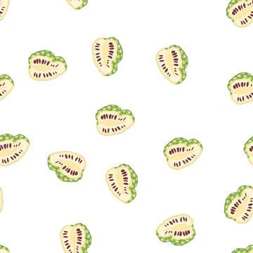 Pattern noni fruit cross section depicting internal flesh texture and seeds Illustration