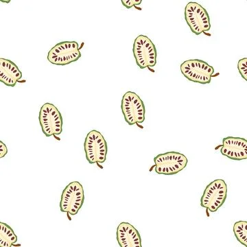 Pattern noni fruit split in half showing seeds Stock Illustration