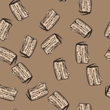 Pattern nostalgia old newspaper sketch hand drawn Illustrazione stock