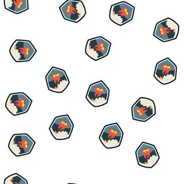 Pattern nostalgia retro bonfire badge cartoon vector Stock Illustration
