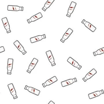Pattern nostalgic vintage milk bottle cartoon vector Stock Illustration