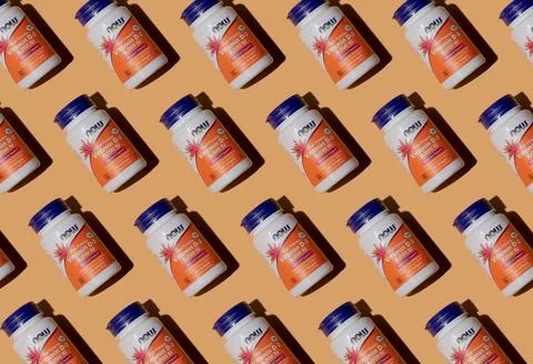 Pattern NOW Foods, High Potency Vitamin D3, 5,000 IU, 240 Capsules Vitamins Stock Photos