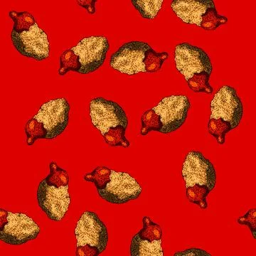 Pattern nugget chicken nuggets sketch hand drawn Stock Illustration