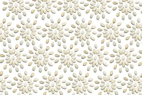 Pattern of Nuts - Pumpkin seeds  on a white background in the form of a circl Foto stock