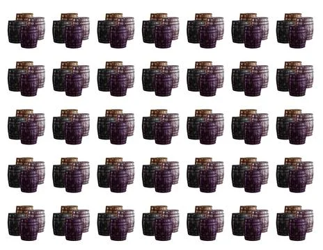 Pattern oak barrel set on isolated white background Stock Photos