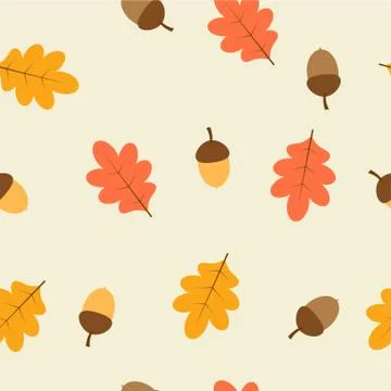 Pattern with oak leaves and acorns Stock Illustration