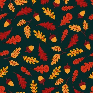Pattern with oak leaves and acorns Stock Illustration