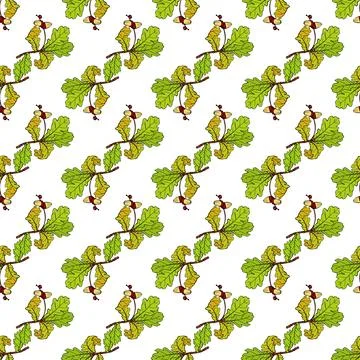 Pattern of oak leaves with joluds seamless Stock Illustration