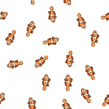 Pattern ocean clown fish cartoon vector イラスト素材