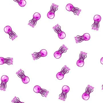 Pattern ocean jellyfish cartoon vector イラスト素材
