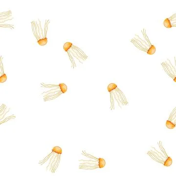 Pattern ocean jellyfish cartoon vector Stock Illustration