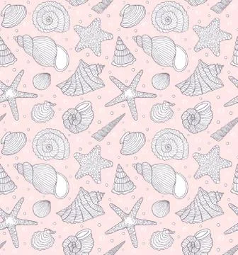 Pattern with ocean shells Stock Illustration