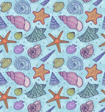 Pattern with ocean shells イラスト素材