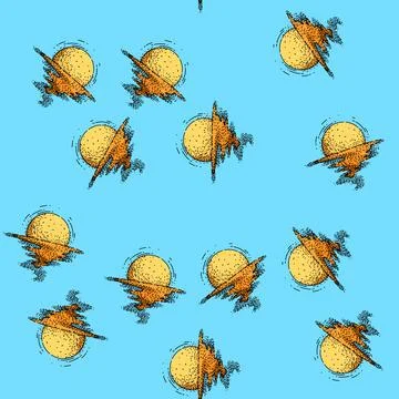 Pattern ocean sunset sea sketch hand drawn Stock Illustration