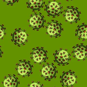 Pattern ocean virus sketch hand drawn Illustrazione stock
