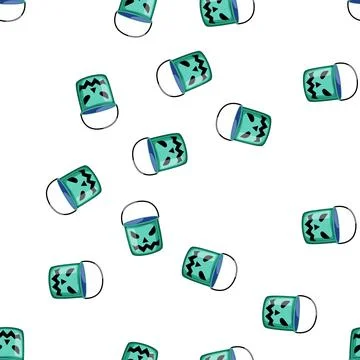 Pattern october halloween bucket cartoon vector Stock Illustration