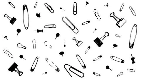 Pattern with office supplies on white background, school stationery Stock Illustration