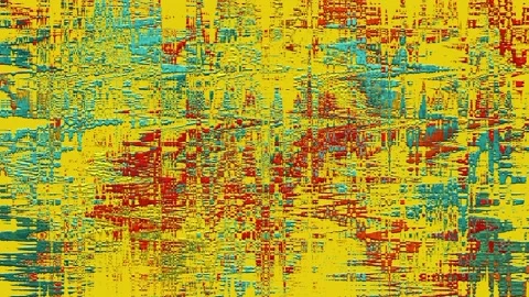 Pattern with offset red and blue relief paint on the yellow wall Stock Footage 108657651