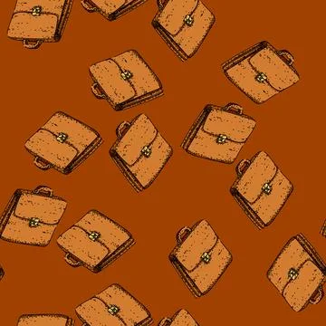 Pattern old briefcase sketch hand drawn Illustrazione stock